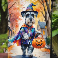 Edge Collections - 11.25" x 15.5" - Multicolor - Schnauzer Halloween Trick or Treat Garden Flag - 1 Piece