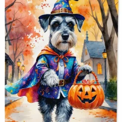 Edge Collections - 11.25" x 15.5" - Multicolor - Schnauzer Halloween Trick or Treat Garden Flag - 1 Piece