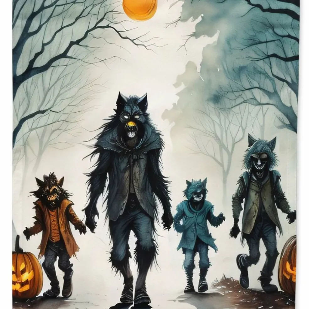 Edge Collections - 28" x 40" - Multicolor - Spooky Halloween House Flag Decorative Sleeve Pole Banner - 1 Piece