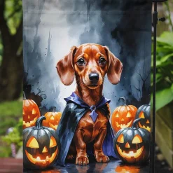 Edge Collections - 11.25" X 15.5" - Multicolor - Dachshund Puppy Halloween Garden - 1 Piece
