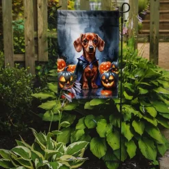 Edge Collections - 11.25" X 15.5" - Multicolor - Dachshund Puppy Halloween Garden - 1 Piece