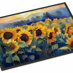 Edge Collections - 18" x 27" - Multicolor - Sunflowers Doormat  Non-Slip, Washable - 1 Piece