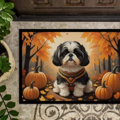 Edge Collections - 24" x 36" - Multicolor - Shih Tzu Fall Doormat Indoor Outdoor Rug - 1 Piece