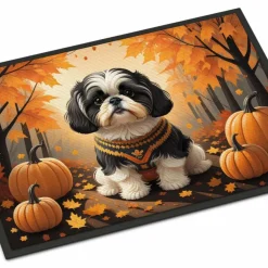 Edge Collections - 24" x 36" - Multicolor - Shih Tzu Fall Doormat Indoor Outdoor Rug - 1 Piece