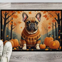 Edge Collections - 18" x 27" - Multicolor - Fawn French Bulldog Doormat Non Slip Washable - 1 Piece