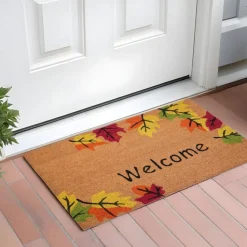 Edge Collections - 18" x 27" - Multicolor - Shiba Inu Fall Doormat Indoor Outdoor Rug - 1 Piece