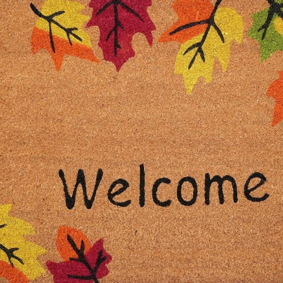 Edge Collections - 17" X 29" - Multicolor - Durable Fall Welcome Door Mat with Leaf Design - 1 Piece