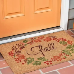 Edge Collections - 17" X 29" - Multicolor - Durable Coir Door Mat with Fall Leaves Design - 1 Piece