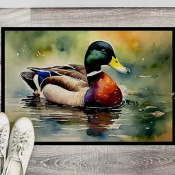 Edge Collections - 18" x 27" - Multicolor - Mallard Duck Welcome Doormat Indoor & Outdoor Use, Non-Slip, Weather-Resistant - 1 Piece