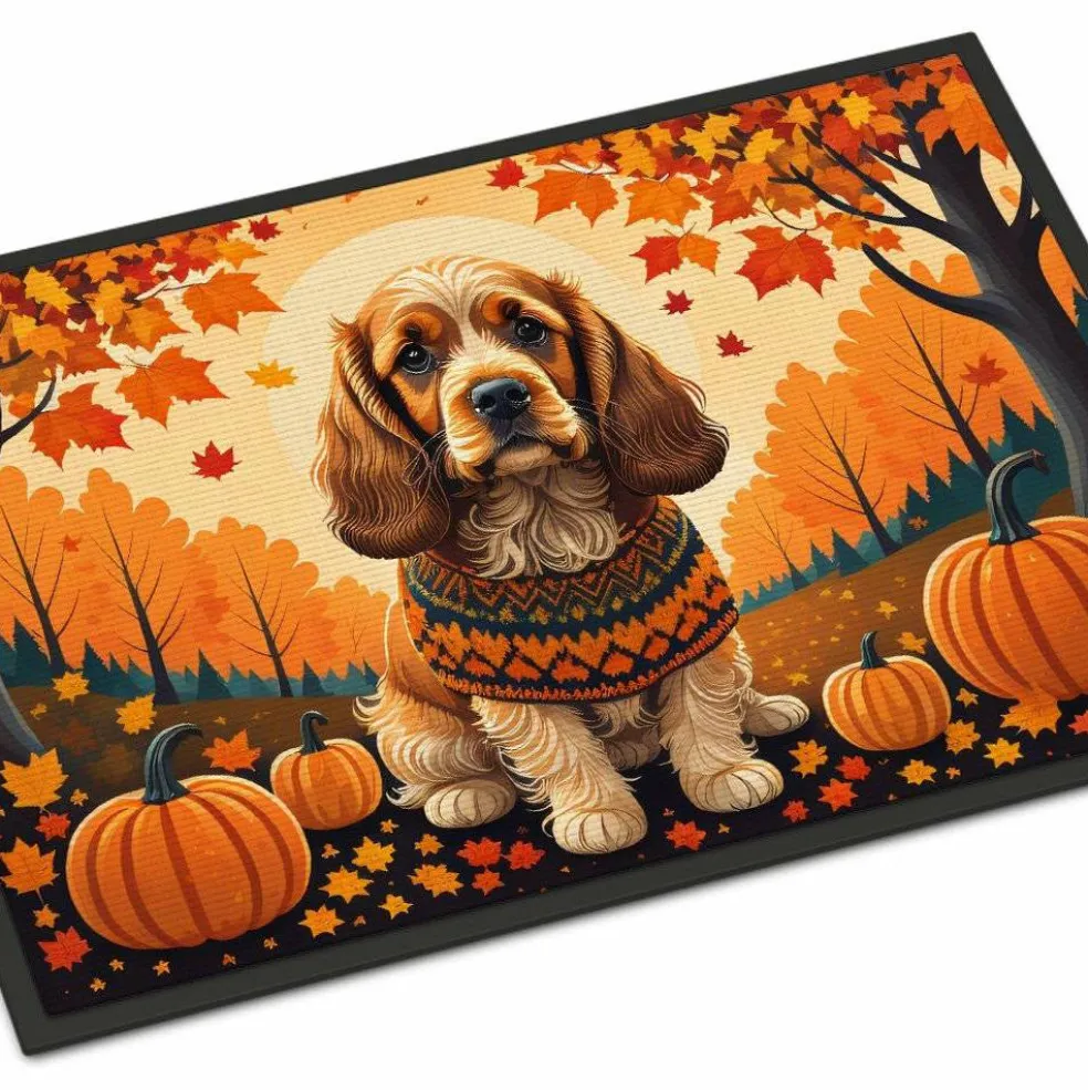 Edge Collections - 18" x 27" - Multicolor - Cocker Spaniel Fall Doormat Indoor Outdoor - 1 Piece