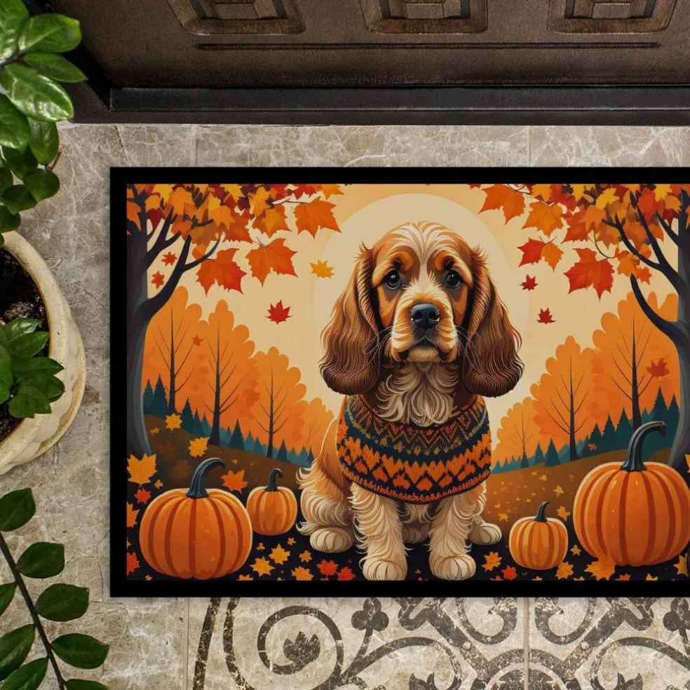 Edge Collections - 18" x 27" - Multicolor - Cocker Spaniel Fall Doormat Indoor Outdoor - 1 Piece