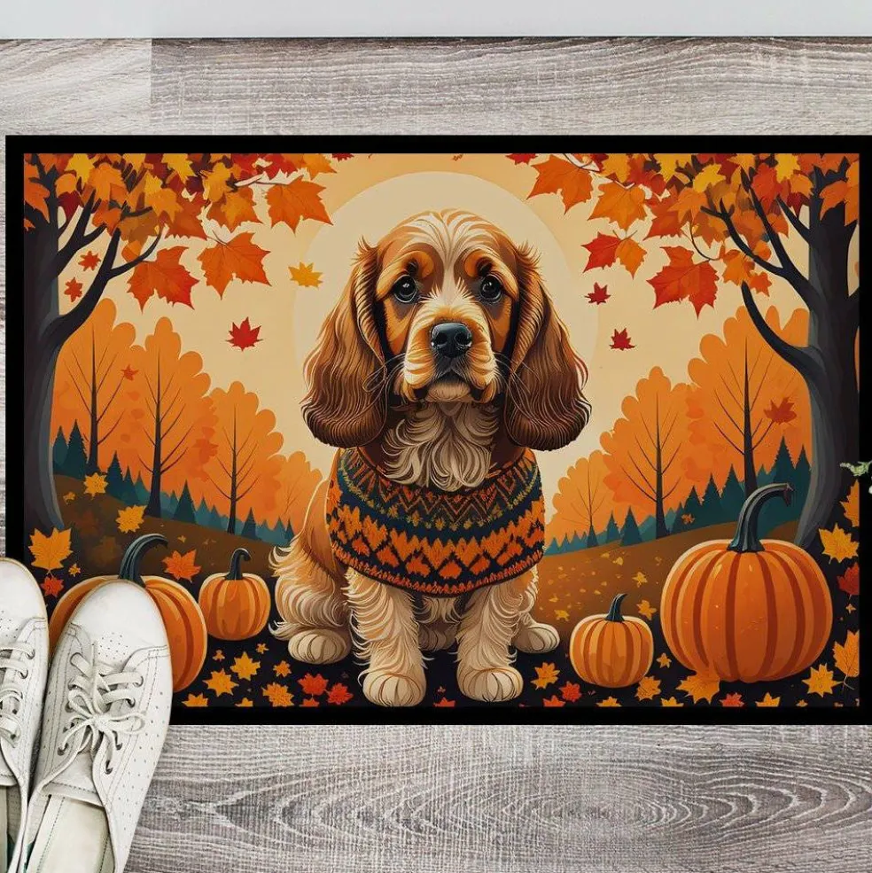 Edge Collections - 18" x 27" - Multicolor - Cocker Spaniel Fall Doormat Indoor Outdoor - 1 Piece