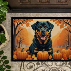 Edge Collections - 18" x 27" - Multicolor - Rottweiler Fall Doormat Indoor Outdoor Rug - 1 Piece