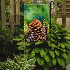 Edge Collections - 11.25" x 15.5" - Multicolor - Garden Flag Maine White Pine Cone and Tassels - 1 Piece