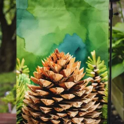 Edge Collections - 11.25" x 15.5" - Multicolor - Garden Flag Maine White Pine Cone and Tassels - 1 Piece