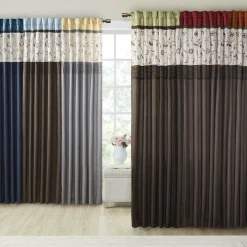 Edge Collections - 50" x 84" - Multicolor - Madison Park Floral Embroidered Curtain Panel - 1 Piece