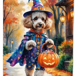Edge Collections - 11.25" X 15.5" - Multicolor - Garden Flag Poodle Halloween Trick or Treat Decorative Flag - 1 Piece