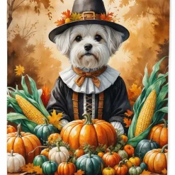 Edge Collections - 11.25" X 15.5" - Multicolor - Garden Flag Maltese Thanksgiving Decorative Flag - 1 Piece