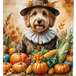 Edge Collections - 11.25" X 15.5" - Multicolor - Garden Flag Thanksgiving Goldendoodle Decorative Yard Banner - 1 Piece