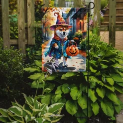 Edge Collections - 11 1/4" X 15 1/2" - Multicolor - Garden Shiba Inu Halloween Trick or Treat Flag - 1 Piece