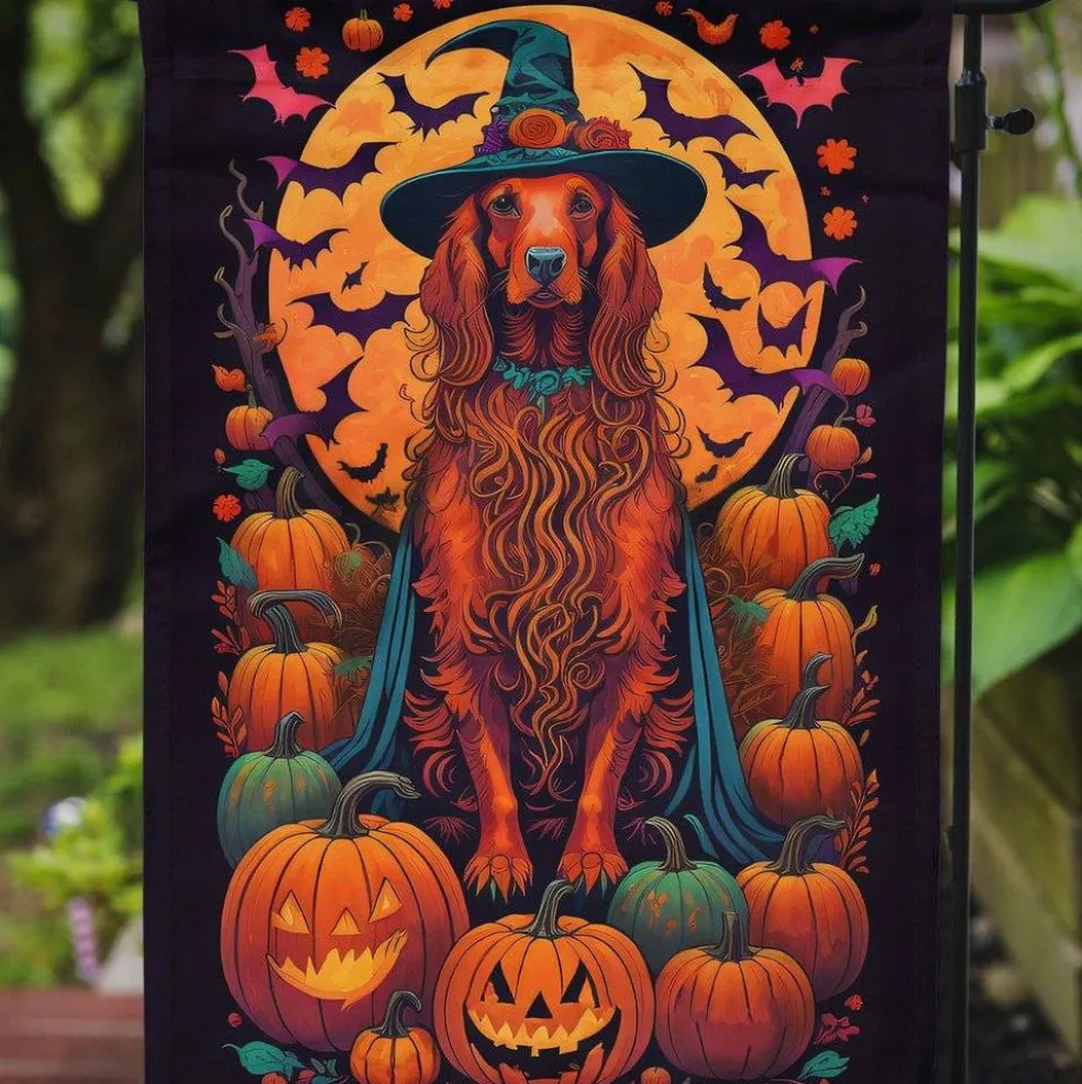 Edge Collections - 11.25" x 15.5" - Multicolor - Irish Setter Halloween Garden Flag - 1 Piece