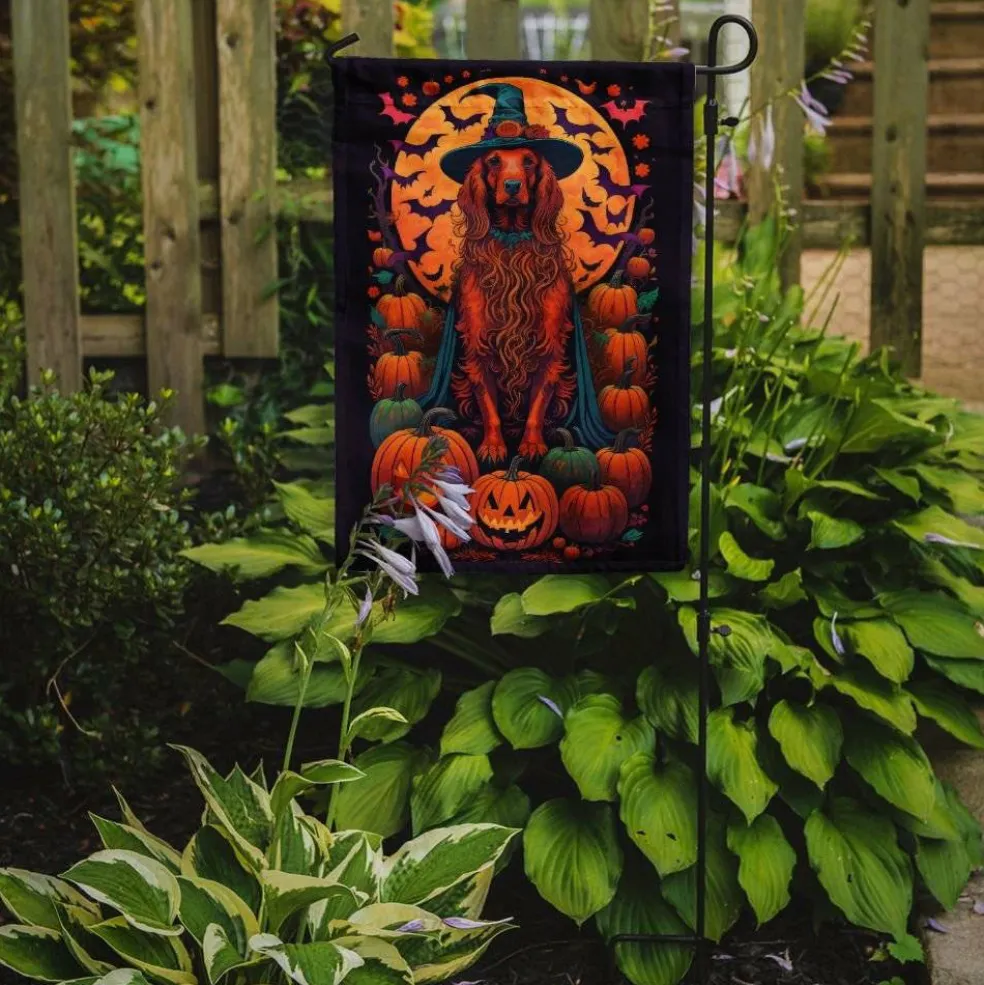 Edge Collections - 11.25" x 15.5" - Multicolor - Irish Setter Halloween Garden Flag - 1 Piece