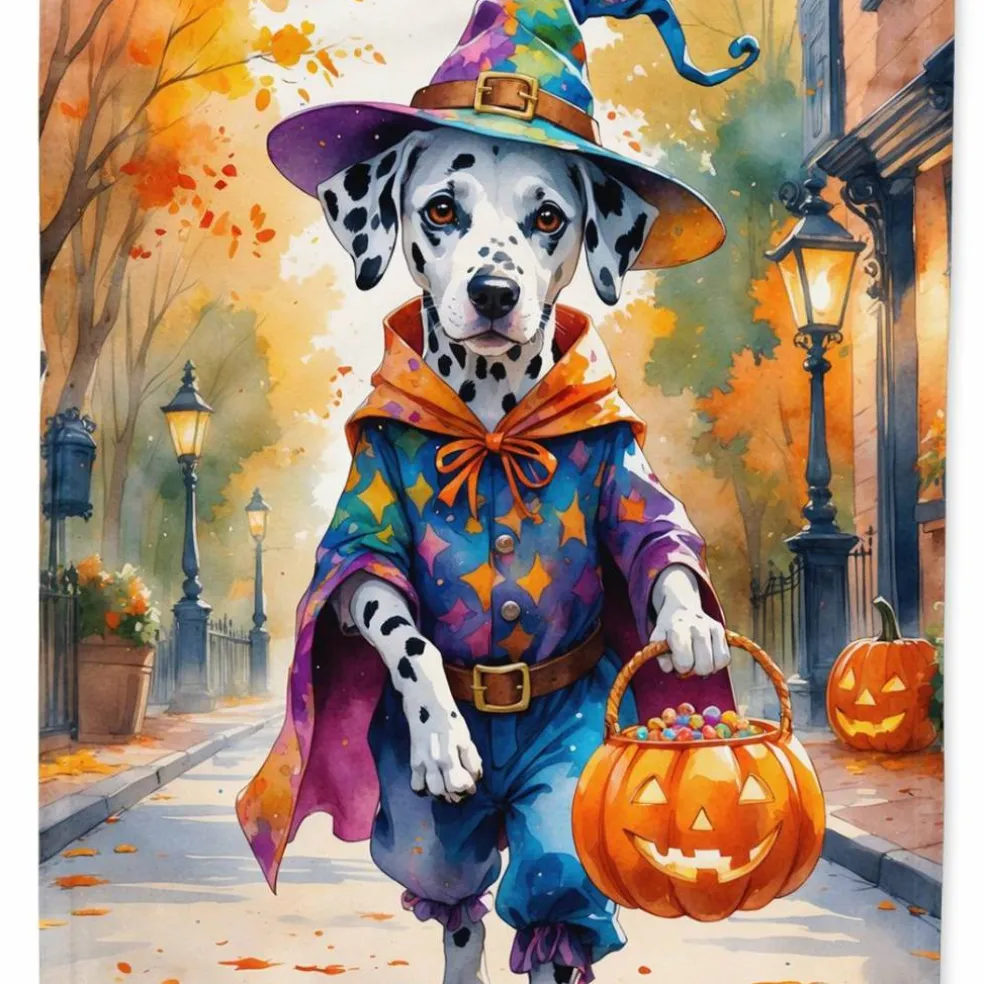 Edge Collections - 11.25" X 15.5" - Multicolor - Dalmatian Halloween Garden Flag - 1 Piece