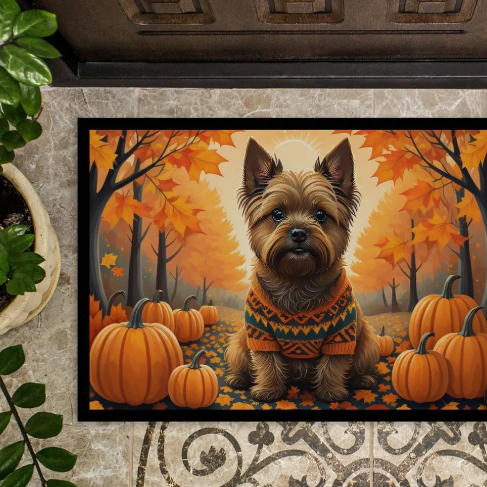 Edge Collections - 24" x 36" - Multicolor - Cairn Terrier Fall Doormat Indoor Outdoor - 1 Piece