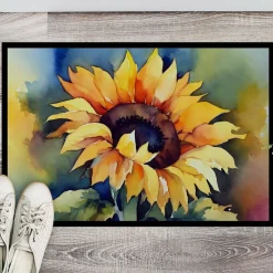 Edge Collections - 24" x 36" - Multicolor - Sunflowers Doormat  Non-Slip, Indoor Outdoor - 1 Piece