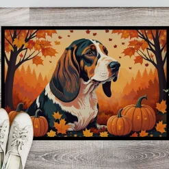 Edge Collections - 18" x 27" - Multicolor - Basset Hound Fall Doormat Non Slip Washable Indoor Outdoor - 1 Piece