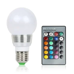 Edge Collections - 2.2" x 4.33" - White - Dimmable RGB LED Light Bulb with Remote Control - 1 Piece