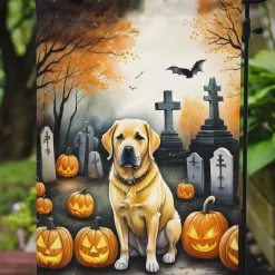Edge Collections - 11 1/4" X 15 1/2" - Yellow - Garden Yellow Labrador Retriever Halloween Garden Flag - 1 Piece