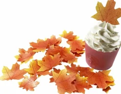 Edible Fall Leaves Set of 35 Thanksgiving Cake Decorations,(Brown)