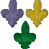 Edible Fleur-de-Lis Royal Icing Decorations – Purple, Yellow & Green (12-Count)