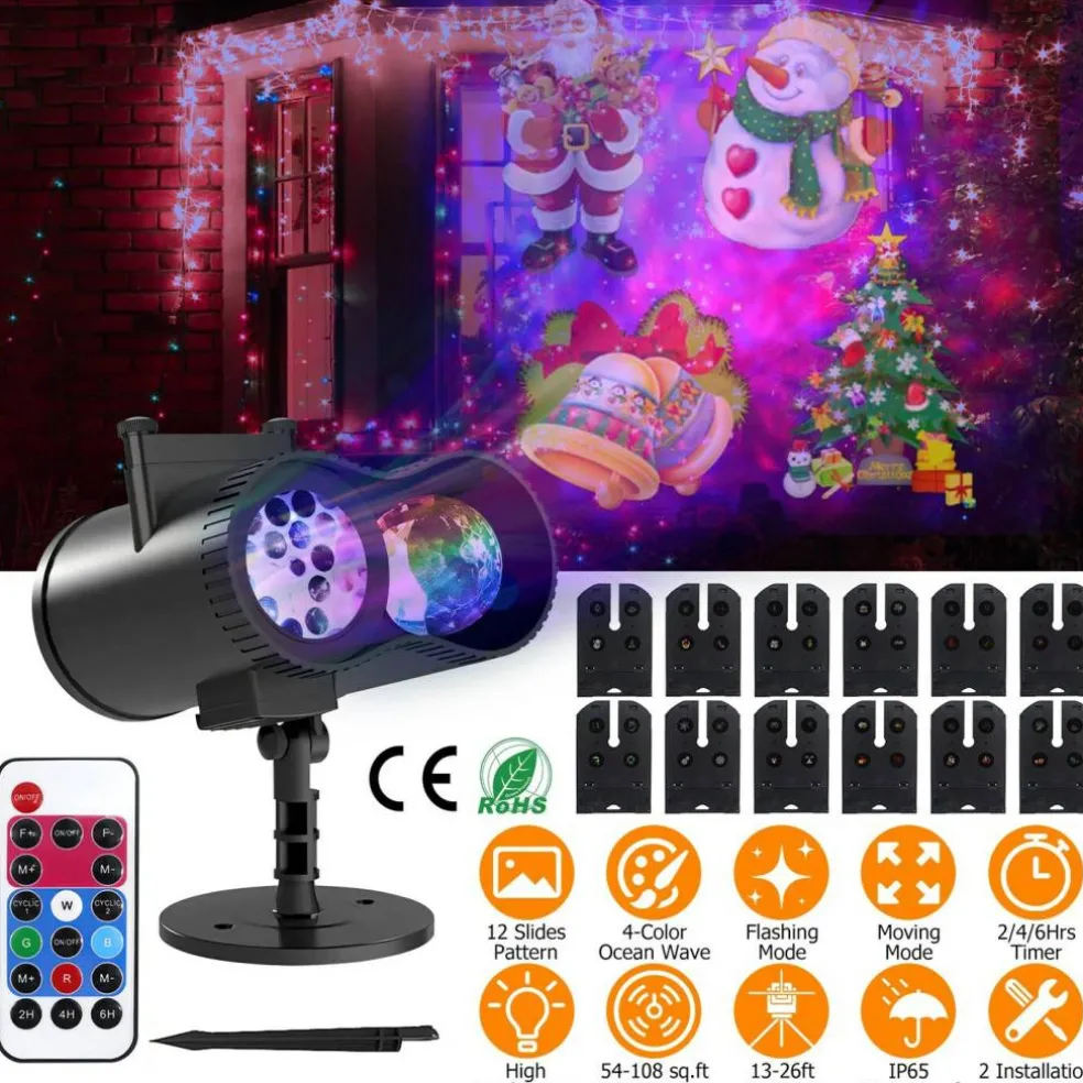 Eggracks 12 Patterns LED Projector Lights with Remote Control Timer