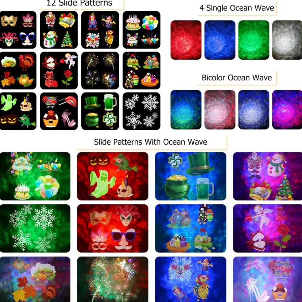 Eggracks 12 Patterns LED Projector Lights with Remote Control Timer