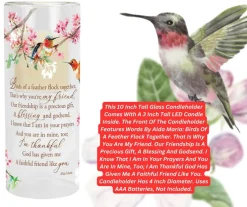 Elanze Designs Birds Of A Feather Flock Together - I'm Thankful - Alda Maria - 10x4 Inch Multicolor Glass LED Votive Candle Holder