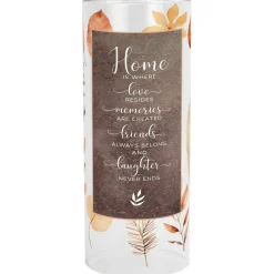 Elanze Designs Home Is Where Love Resides - Memories Are Created - Laughter Never ends - 10x4 Inch Brown Glass LED Votive Candle Holder
