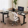 Electric Adjustable L Shaped Desk with Power Strip for Home Office