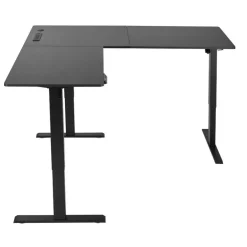 Electric Adjustable L Shaped Desk with Power Strip for Home Office