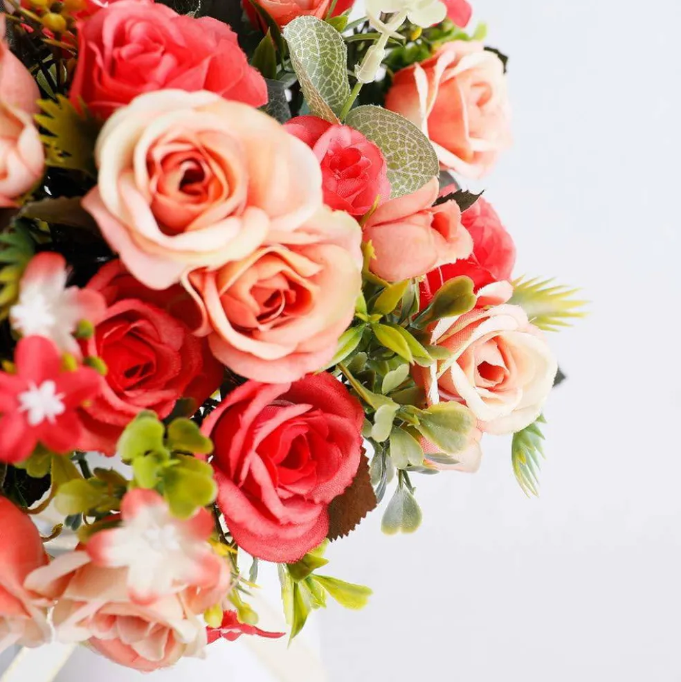 Elegant Artificial Silk Rose Bouquet with Vase – Perfect for Home, Office & Event Décor