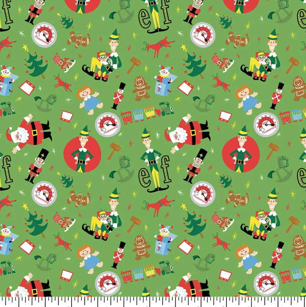 Elf Movie Green Toss Cotton Quilting Fabric