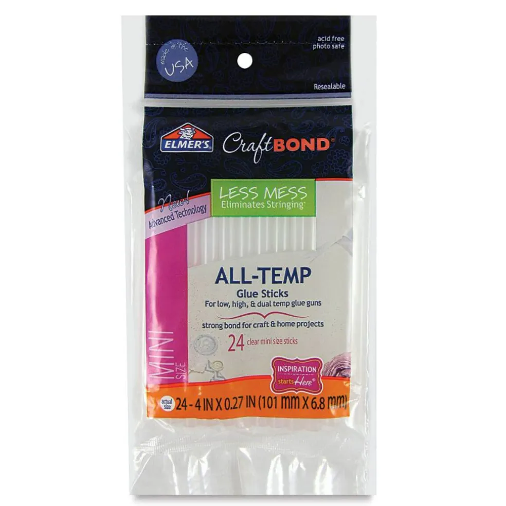 Elmer's CraftBond All-Temp Glue Sticks - Mini Size 5/16", 4" Length, Pkg of 24