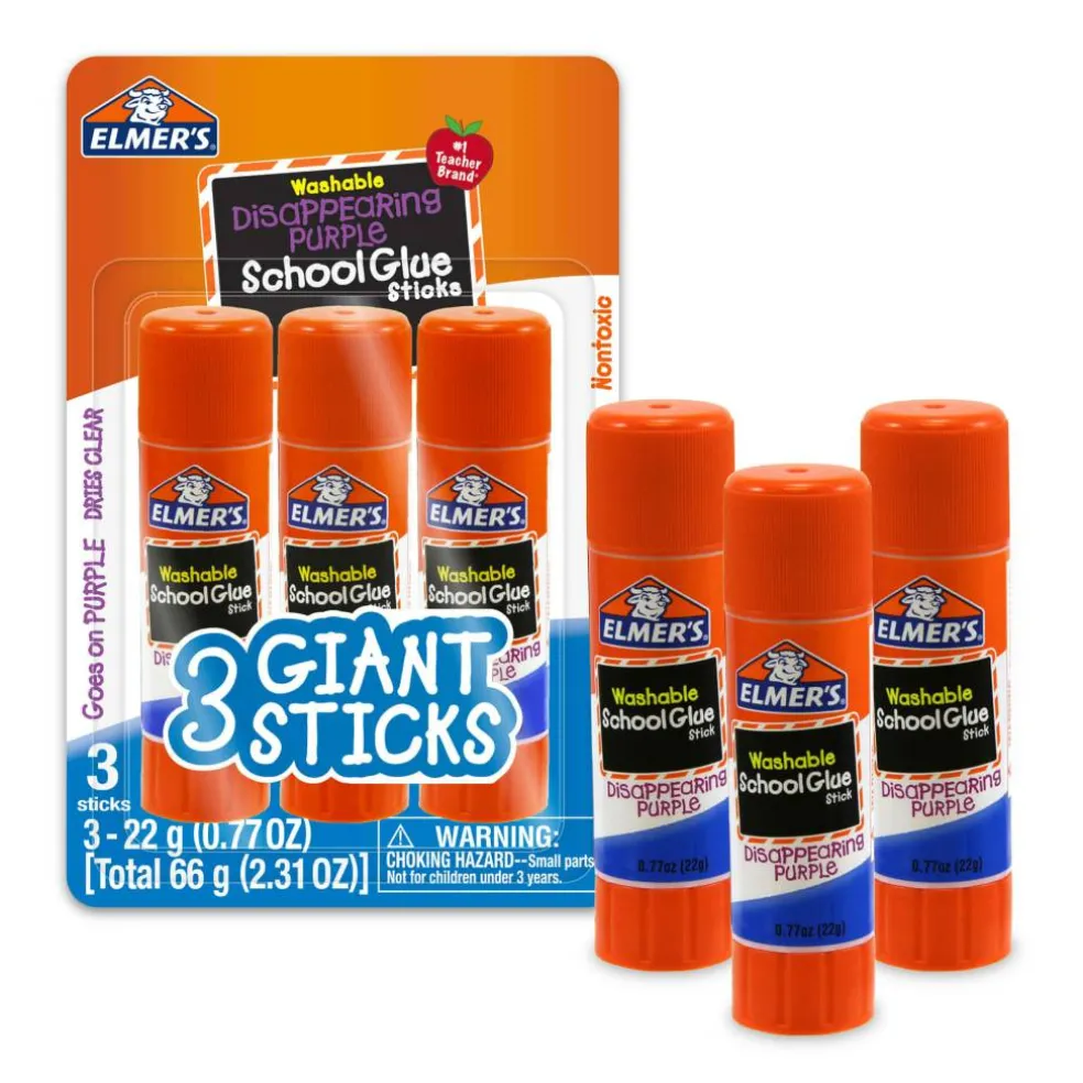 Elmer's® Giant Disappearing Purple School Glue Sticks, 3ct.