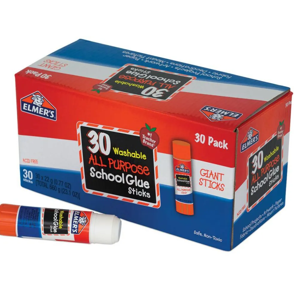 Elmer's Glue Stick - All Purpose Washable Clear Glue Sticks, Pkg of 30, 0.77 oz