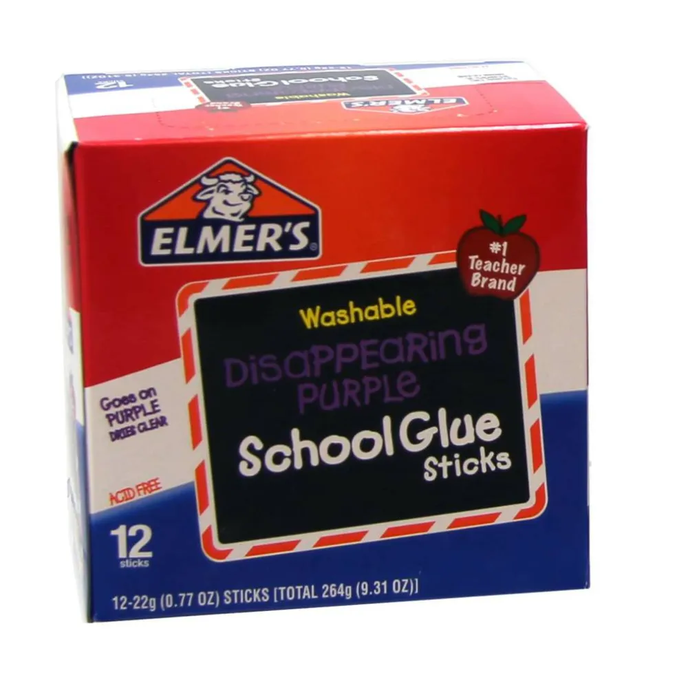 Elmer's® 0.77oz. Disappearing Purple Washable School Glue Sticks, 12ct.