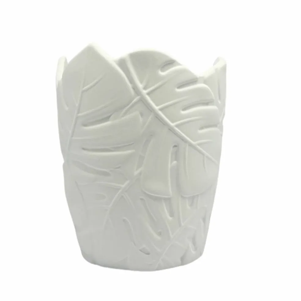 6.5" Embossed Leaves DIY Ceramic Vase by Make Market®