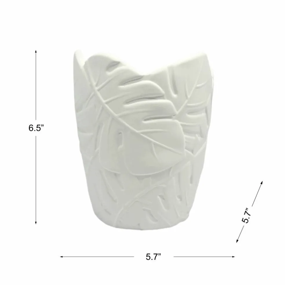 6.5" Embossed Leaves DIY Ceramic Vase by Make Market®