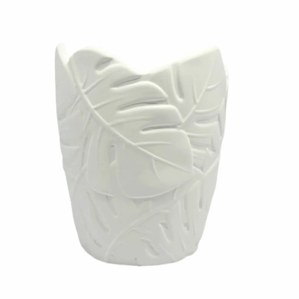 6.5" Embossed Leaves DIY Ceramic Vase by Make Market®
