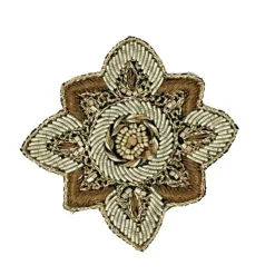 Embroidered Beaded Ornate Emblem Patch 3½